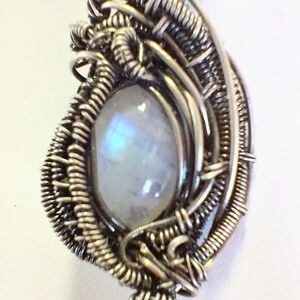 Sterling And Fine Silver Wire Wrapped Moonstone Pendant By Peggy @ WarmRainyDay